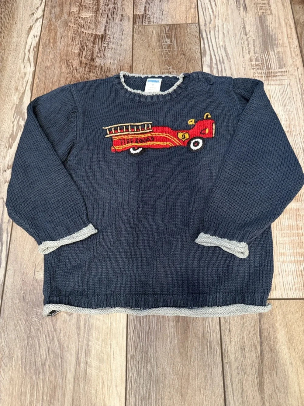 Gymboree Firetruck Navy Knit Sweater with Light Gray Trim Size 2T